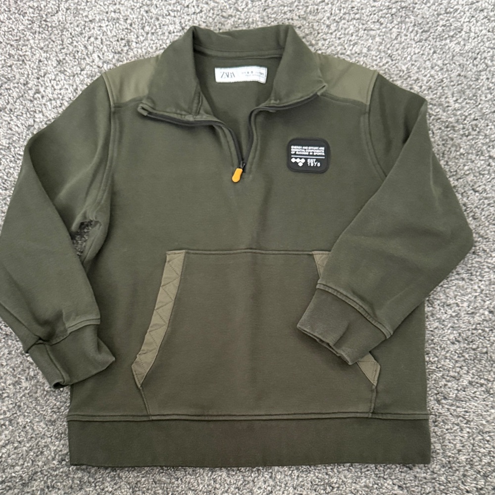 Zara Kids- Olive Green Quarter-Zip Sweater size 8-9
